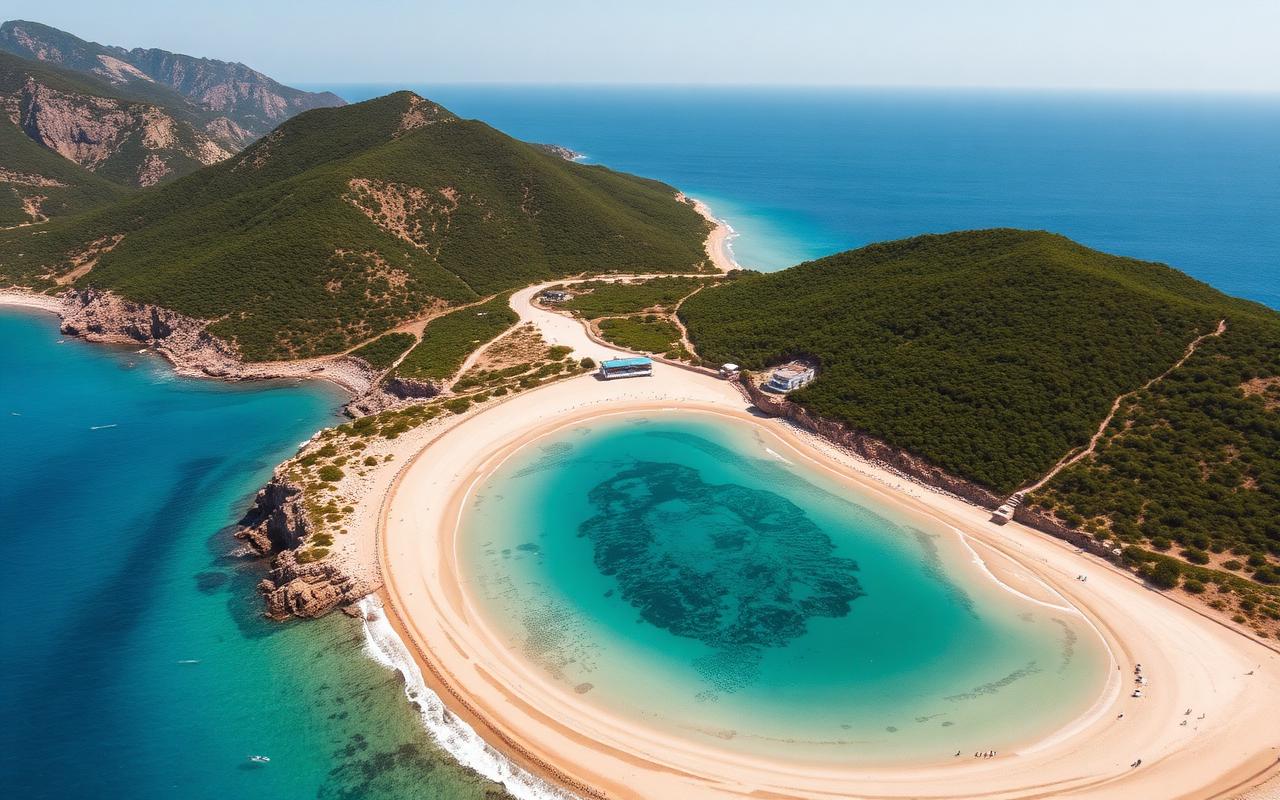 Aerial view of Vrasna beach, Greece